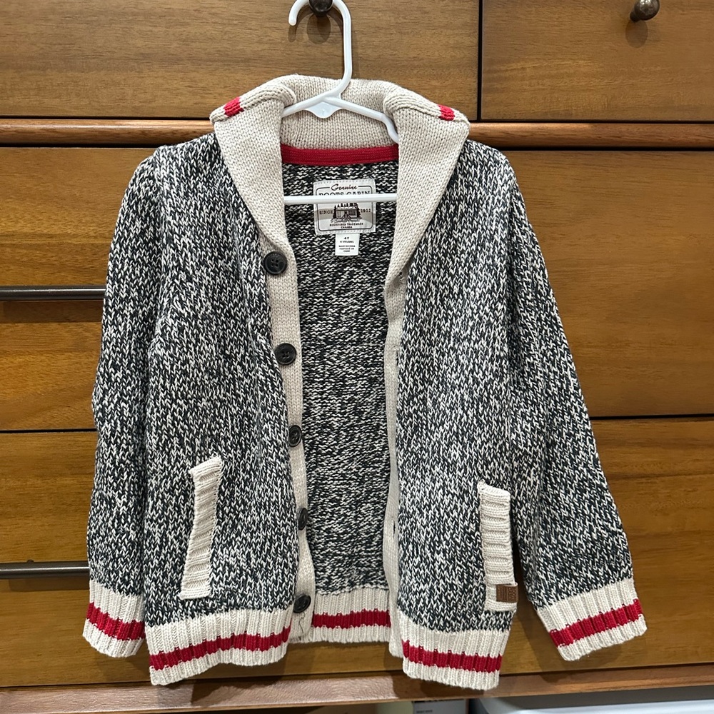 Roots Black and Cream Knit Kids Sweater, Size 4T